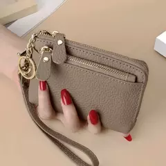 Royal Bagger-carteira curta para mulheres, couro genuíno de vaca, bolsa de embreagem fofa, porta-moedas com zíper, porta-cartão com chaveiro, na moda - loja online