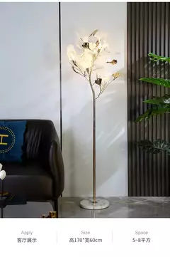 Ginkgo Leaf Lâmpada de assoalho decorativa para sala de estar, lâmpada vertical nórdica, lâmpada de cabeceira simples, personalidade criativa, moderna - comprar online