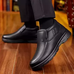 Imagem do Botas britânicas de couro retrô para homens, botas Chelsea casuais, sapatos de plataforma antiderrapante, sapatos de algodão