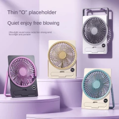 Ultra fino mini ventilador usb recarregável cartão ventilador lcd display digital ajuste de 6 velocidades pendurado suporte dupla utilização ventilador de mesa