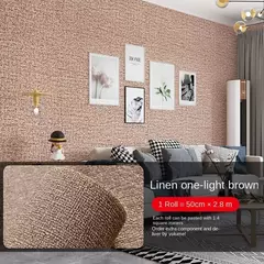 Waterproof Linen Wallpaper, 3D adesivos de parede, à prova de umidade e mofo resistente, Home Decoração Sala - comprar online