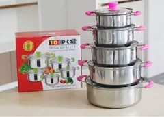 Imagem do Aço inoxidável Hot Pot Set, Panelas, Sopa Pot, Steamer Presente, 16cm18cm 20cm 22cm, 24cm, Utensílios de cozinha, Atacado, 10 Pcs