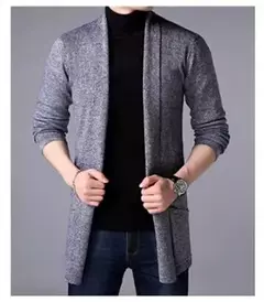 Masculino estilo longo lã camisola x-long malha suéter casacos de cor sólida sweatercoat masculino malha cardigan na internet