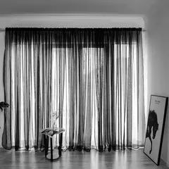 Branco Tulle cortinas Sheer para sala de estar, cortinas transparentes, sombreamento estilo simples, Voile Cortina - loja online