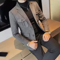 Blazers masculinos de peito único, ternos cinza, casacos grandes, tamanho grande, moda de alta qualidade, novo em 2020 na internet