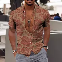 Camisa Havaiana Masculina com Estampa 3D de Coqueiro, Camisa Praia Confortável, Top Manga Curta, Moda Casual, S-6XL na internet