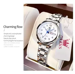 OLEVS-Relógio Quartzo de Luxo Feminino, Elegante, Aço Inoxidável, Luminoso, Impermeável, Data Semana, Vestido Feminino Relógio de Pulso - Wolf Magazine