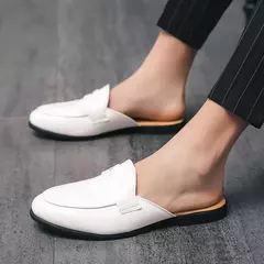 Nova Chegada All-match Muller Sapatos Homens Moda De Couro Metade Chinelo Homens Verão Mocassins Flats Chinelos para Sapatos Dos Homens Ao Ar Livre