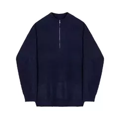 Pulôver de zíper com gola meia alta masculino, suéter de malha, jaqueta solta, roupa que combina com tudo, nova moda, primavera, outono, 2023 - Wolf Magazine