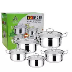 Conjunto de panelas de aço inoxidável, Panelas Naturais, Conjuntos chineses de cozinha antiaderente, 10 Pcs - Wolf Magazine