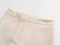 TRAFZA-Calças de fenda de perna reta feminina, calças de cintura alta com zíper, bolso traseiro, decoração fina, moda feminina, tricolor, novo na internet