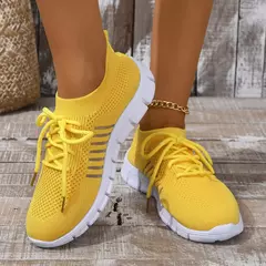 Tênis casual feminino, confortável e respirável, sapato de plataforma versátil com cordões, moda verão, 2024 - comprar online
