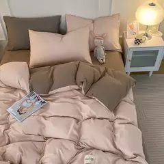 Yanyangtian rendas 4-piece conjunto de cama folha colcha capa fronha linho para a família crianças quarto sala estar conjunto 4 pçs