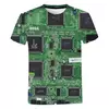 Camiseta gráfica de placa de circuito impresso 3D masculina e feminina, camiseta casual, chip eletrônico, camiseta criativa, tops de ginástica de verão