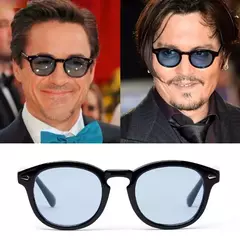 Clássico johnny depp redondo óculos de sol feminino retro arroz prego pequeno oval óculos de sol masculino tony azul óculos de sol oceano lente uv400