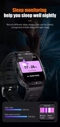 COLMI-P76 Smartwatch militar ao ar livre para homens, 1,96 ", chamada Bluetooth, 3ATM, IP68 impermeável, esportes fitness relógios - comprar online
