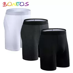 Shorts boxer de algodão masculino, boxers longos para homem, cuecas masculinas, cuecas sexy, shorts boxer familiares, 3pcs lotes