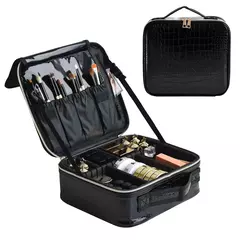Imagem do Bolsa cosmética de couro PU feminina, multifuncional, portátil, armazenamento de viagem, estojo de maquiagem, nova