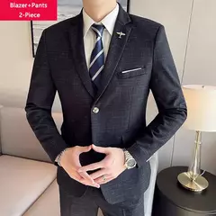 Terno xadrez formal masculino, vestido de noiva noivo, blazer de festa, calças, jaqueta, colete, calças, high-end, casual, escritório, marca na internet