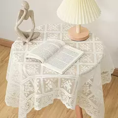 Linho De Mesa De Bordado Europeu Retro, Laço Quadrado Bege, Toalha De Mesa Openwork, Festa De Casamento, Jardim, Decoração De Casa na internet