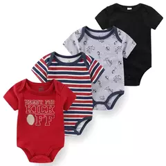Macacão de algodão estampado para recém-nascidos, macacão manga curta, roupas de bebê menino e menina, 0-12m, 4 peças, verão na internet