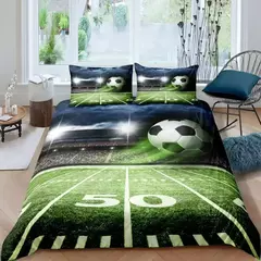 Single-Sided Green Football Field Impresso Consolador, conjuntos de cama, colchas confortáveis, edredão, cama king size, presente, 3pcs - comprar online