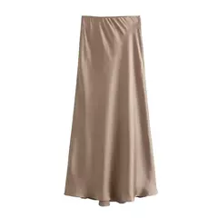 Willshela-Saia Midi Sólida Plissada Feminina, Vintage, Elástico Médio na Cintura, Saias Chiques Femininas, Moda Feminina - Wolf Magazine