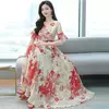 Vestido longo com cintura feminina, elegante vestido emagrecedor, manga curta, na moda