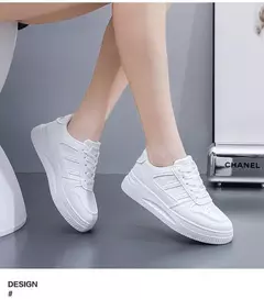 Calçado esportivo casual resistente ao desgaste para mulheres, tênis feminino respirável, sapatos brancos simples para senhora, novo, 2024
