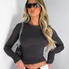 Camisa esportiva feminina slim fit com gola redonda, camisa casual de corrida, top de ginástica, europeu e americano, cor sólida, novo, 2024