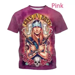 Imagem do Homens e mulheres em 3D impresso T-shirts, Guns N Roses, Rock Band, Skull Streetwear, personalizado mais camisa, verão, novo