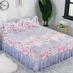 Conjunto de colcha de algodão bordado, saia de cama, fronhas, capa de folha, rei, rainha, duplo, 1.5 m, 1.8 m, 2m, 3pcs - comprar online