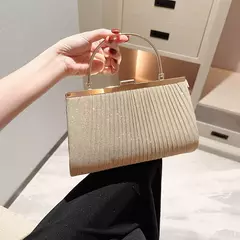 Bolsa de luxo para mulheres, damasco noite embreagem, bolsa de ombro para festa, bolsa de casamento feminino, prata, ZD01