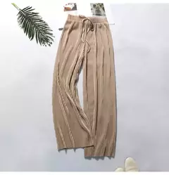 Calça casual de cintura alta feminina, fundo de sino emagrecedor, cor sólida, seda do gelo, faixa elástica na cintura, novo estilo, verão, por atacado - loja online
