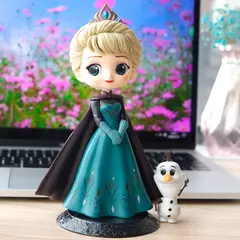 Miniso 14cm princesas q posket figuras elsa anna mulan tinker bell elsa aladdin kawaii boneca brinquedo decoração do bolo modelo menina gif - loja online
