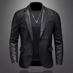 Outono 2022 Jaqueta De Couro Falso Motocicleta Turn Down Casacos Preto Jaqueta De Couro Masculina Outwear PU Coats 5XL - comprar online