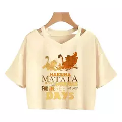 Imagem do Disney o rei leão colheita topo t camisa recortada harajuku camiseta hakuna matata tshirt feminino topo t roupas femininas
