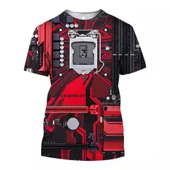 Camiseta gráfica de placa de circuito impresso 3D masculina e feminina, camiseta casual, chip eletrônico, camiseta criativa, tops de ginástica de verão - Wolf Magazine