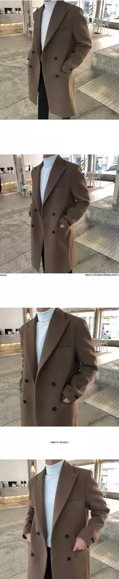 Imagem do Iefb masculino outono inverno meados de comprimento casaco de lã nova maré coreana preto engrossado casaco de manga comprida duplo breasted jaquetas