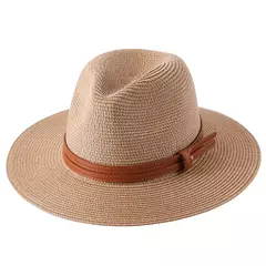 Chapéu Panamá de palha natural de aba larga para homens e mulheres, proteção UV, Fedora, chapéu de sol, verão de praia, atacado, tamanho grande, 56-58, 59-60cm, novo