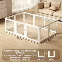 Interior diy pequeno cão de estimação cerca gaiola sistema com porta cerca do cão totalmente transparente acrílico filhote de cachorro casa livremente combinado gatinho quintal - comprar online