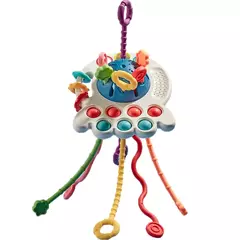 Desenvolvimento De Silicone Chocalho Teether Brinquedos, Montessori, Puxar Cordas Jogos, 1 Ano Brinquedos De Dentição Para Bebês, 6 12 Meses - comprar online