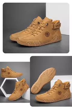 CLOHOO-Sapatos masculinos casuais de couro, tênis ao ar livre, sapatos confortáveis, botas masculinas de luxo, nova moda, 2024 - loja online