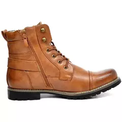 Imagem do Botas de zíper duplo para homens, Botas de couro casual, Metal