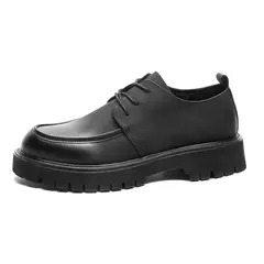 Sapatos casuais de couro grande para homens, plataforma preta original, fundo grosso, sapatos de cavalheiro, sapatos de segurança ao ar livre - loja online