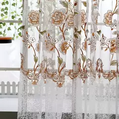 Imagem do Peony Tule Cortinas para Porta e Janela da Cozinha, Jacquard Sheer Voile, Cortinas de Fios, Sala e Quarto, 100x200cm, Y, 1PC
