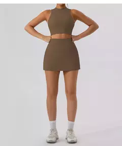 Imagem do Saias de Tênis Respiráveis de Cintura Alta Feminina, Mini Saia Monocromática, Calções de Ginástica, Yoga Fitness, Slim Fit, Corrida e Fitness, 2021