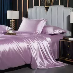 Imagem do Monocromático Rayon Satin Conjunto de cama, luxo Duvet Cover Kit, Twin Queen e King Size, Home Textile, 3PCs, 4PCs