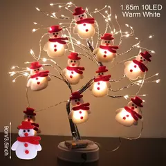 Imagem do Snowman LED Garland String Light, ornamento de árvore de Natal, Feliz Natal Decorações para casa, presentes de Natal, 2024