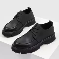Sapatos casuais de couro grande para homens, plataforma preta original, fundo grosso, sapatos de cavalheiro, sapatos de segurança ao ar livre - Wolf Magazine